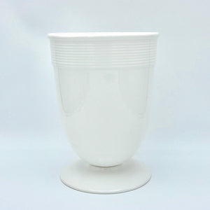 Banded Ceramic Vase in White
